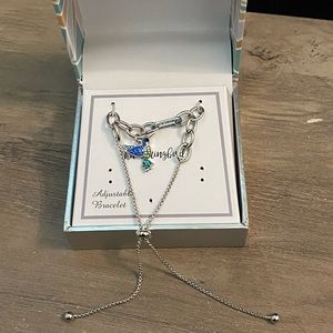 New Crystal Collective blue crystal hummingbird charm adjustable bracelet